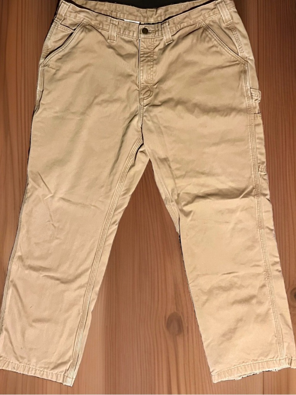 Carhartt Flannel Lined Washed Duck Utility Work Pants Tan 38x30 Relaxed Fit B07